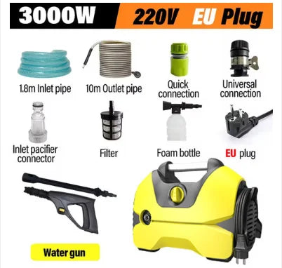 3000W Electric High Pressure Washer Portable Washing Car Gun Versatile Washing Machine for Garden Floors Home&Car Washer Gun