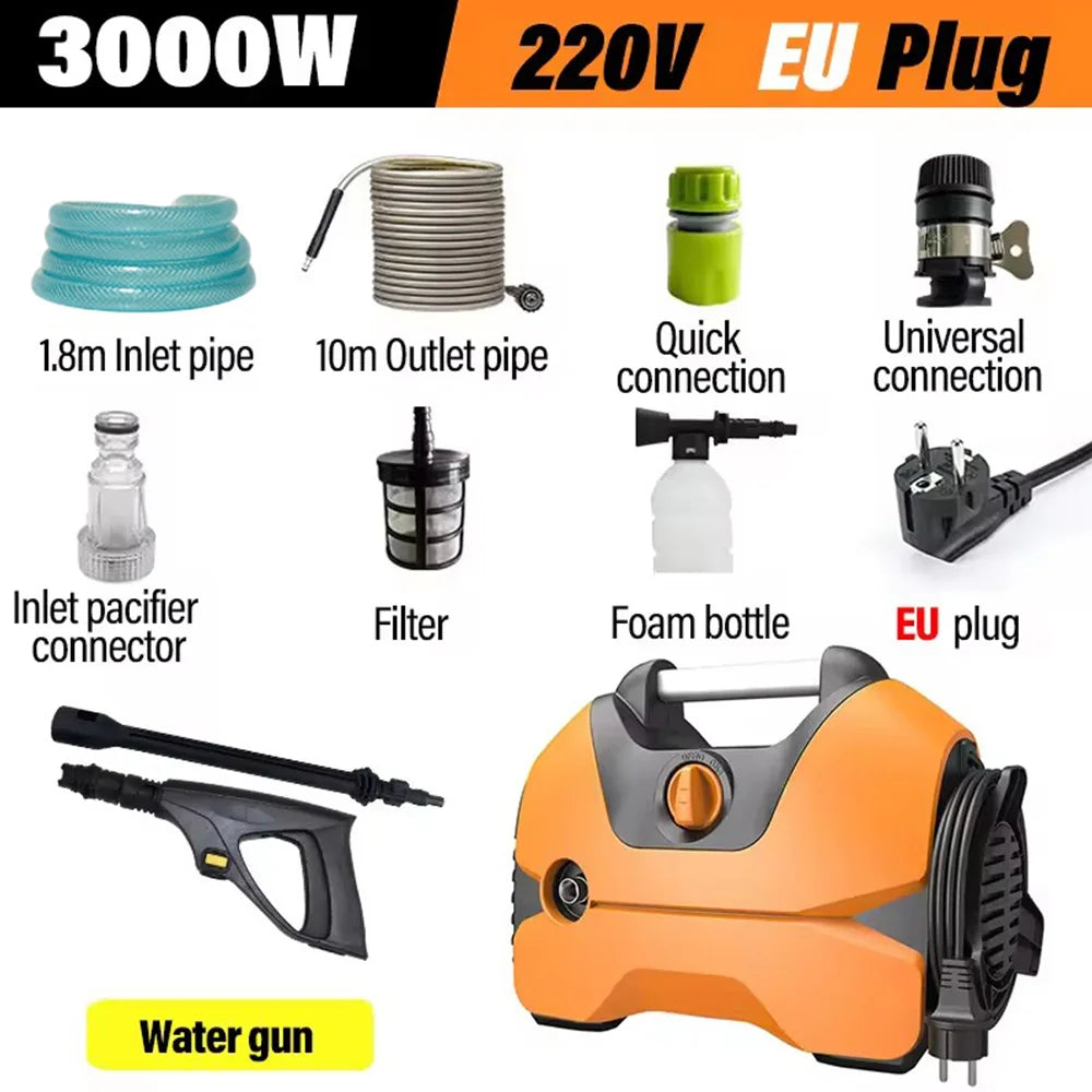 3000W Electric High Pressure Washer Portable Washing Car Gun Versatile Washing Machine for Garden Floors Home&Car Washer Gun