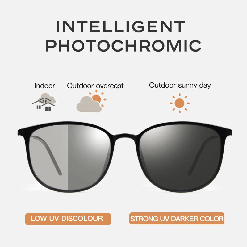 CAPONI Oval Men's Sunglasses Photochromic Polarized Sun Glasses For Men Protect UV Ray Super Light Driving Black Glasses BS520