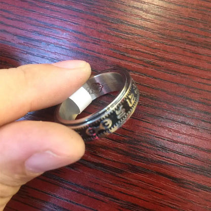 Rotated Ring, Never fade Can Rotate Power Lucky "Om Mani Padme Hum" Sanskrit Buddhist Mantra Ring  Customize Ring Engraved Ring