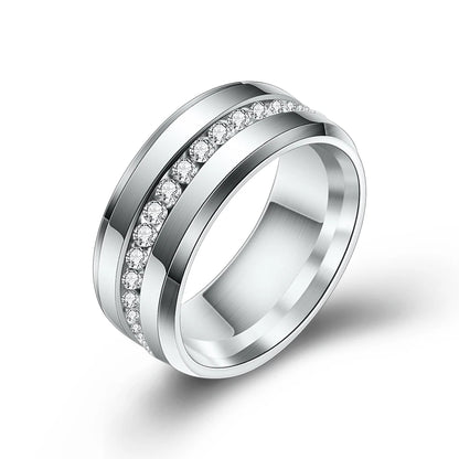 Bling CZ Wedding Rings For Women 6MM Stainless Steel Female Aliance Anel Love Gifts