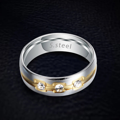 Bling CZ Wedding Rings For Women 6MM Stainless Steel Female Aliance Anel Love Gifts