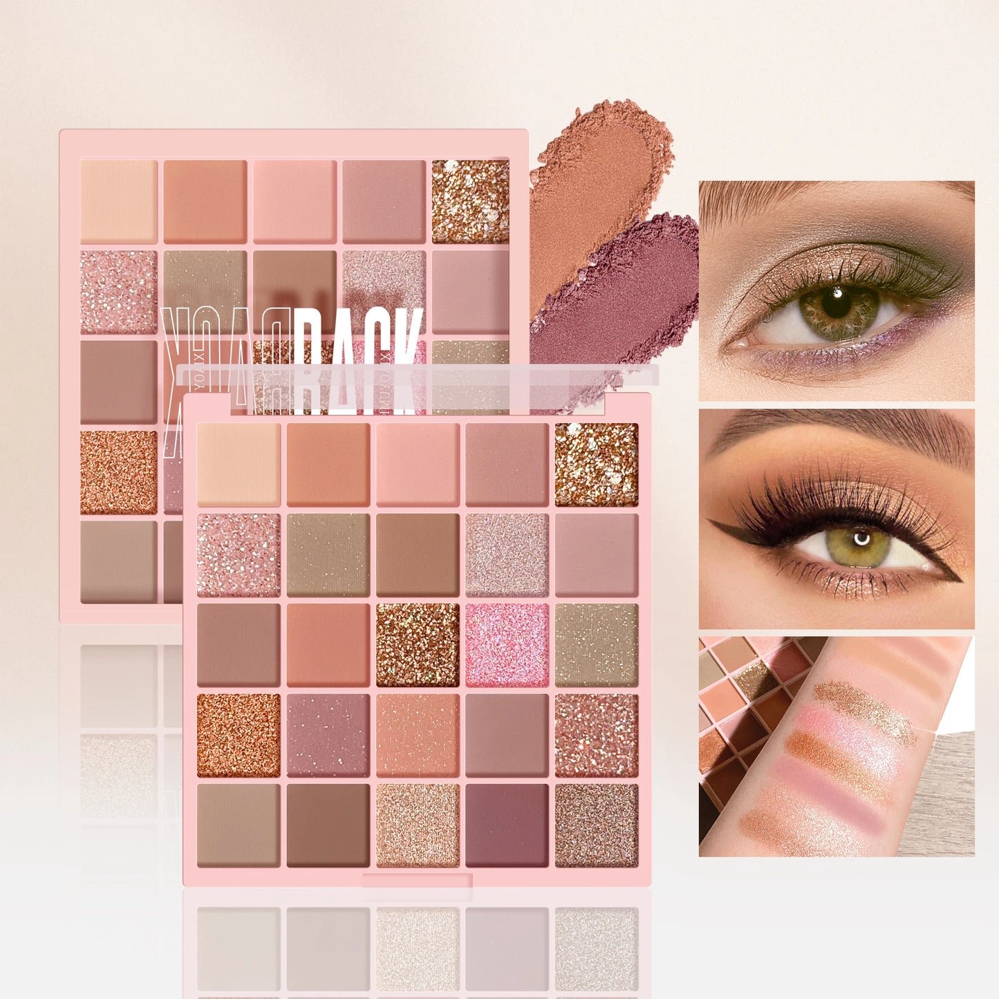 High Gloss Cement Grey Rose Brown Color Tone Matte Glitter Daily Makeup Dry Rose Eyeshadow For Music