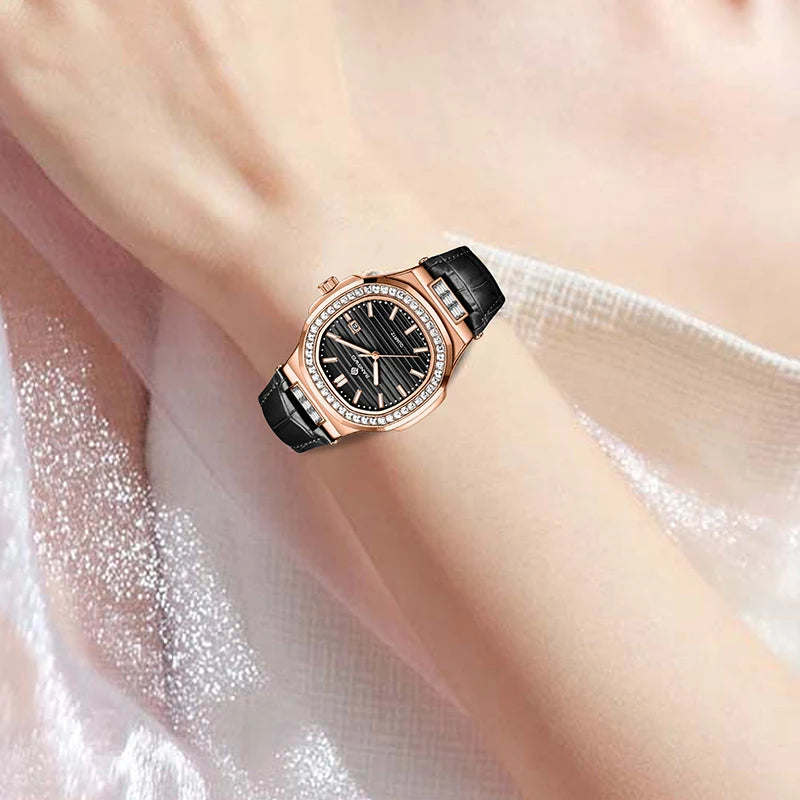LIGE Creative Square Ladies Watches Elegant Fashion Waterproof Watch Women Top Brand Luxury Luminous Women's Quartz Wristwatch