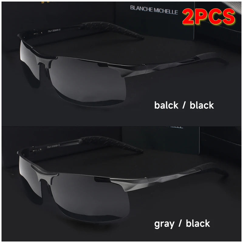 High Quality Ultra-Light Aluminum Magnesium Sport Sunglasses Polarized Men UV400 Rectangle Gold Outdoor Driving Sun Glasses