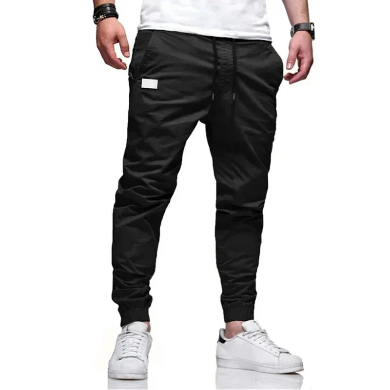 Spring Autumn New Cargo Pants Men's fashion sports Cargo PantsSolid color sweatpants  Joggers Woven pants Casual Male Trousers