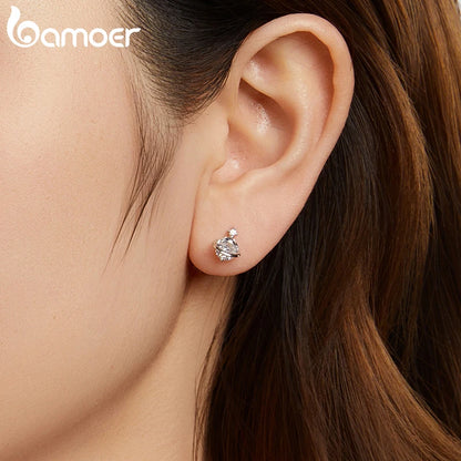 BAMOER 925 Sterling Silver Aesthetic Saturn Planet Earring, White Gold Plated Hypoallergenic Earrings Y2K Jewelry Gift SCE1880