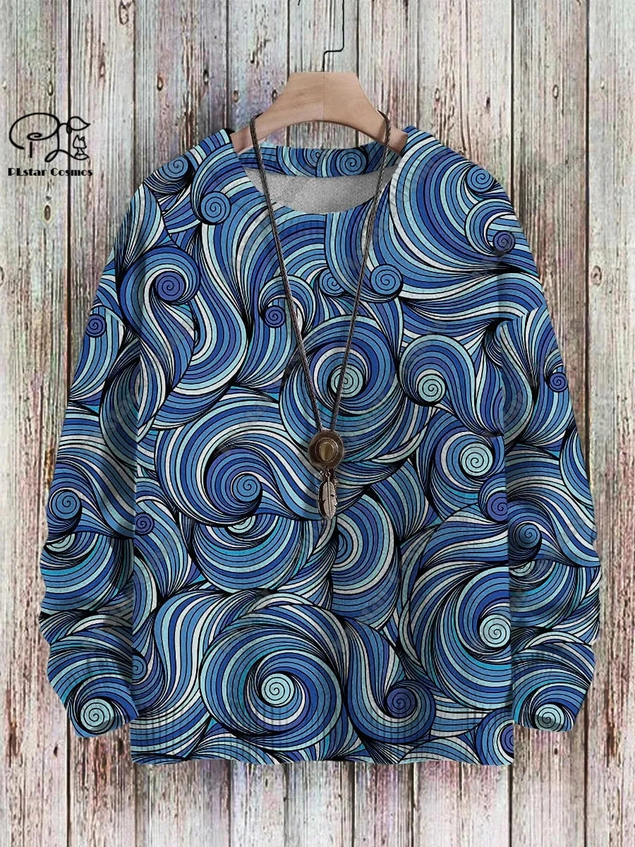 Brand New 3D Printed Retro Colorful Art Print Authentic Ugly Sweater Winter Casual Unisex Sweater F-2