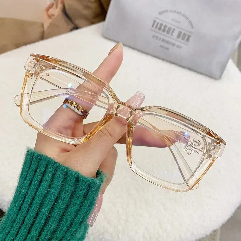 Women Anti Blue Light Glasses Oversized Frame Vintage Glasses Computer Eyewear Full Frame Transparent Eye Protection Eyepiece