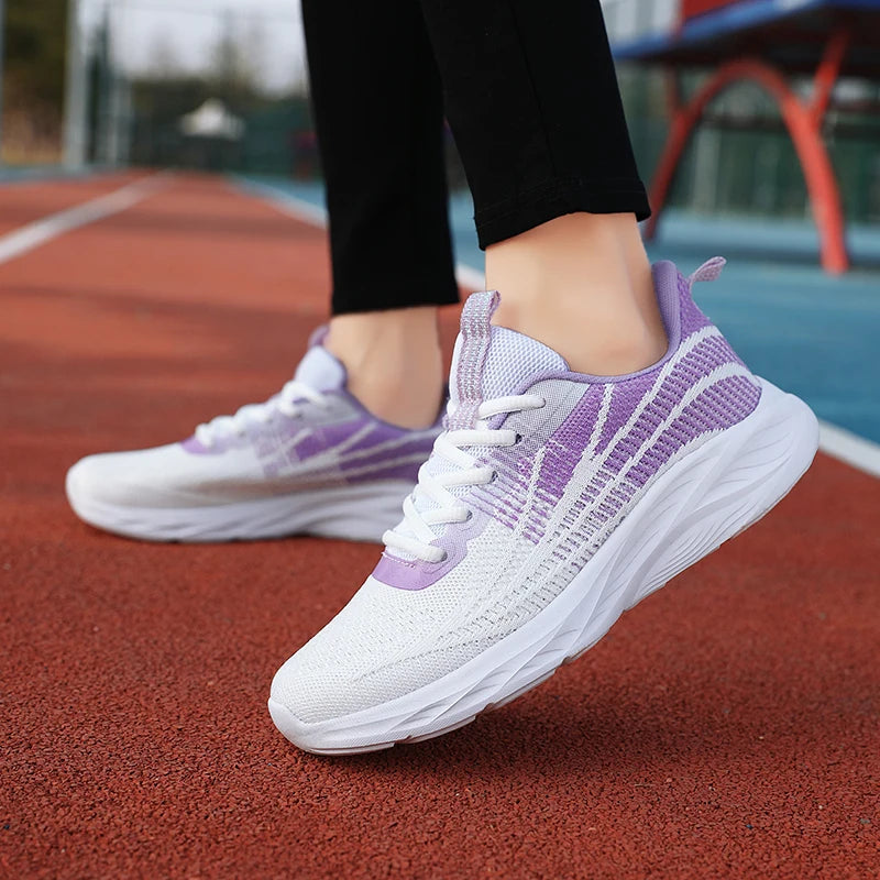 Outdoor Running Shoes Women Thick-soled Breathable Soft Lace-up Sports Shoes Women Anti-slip Mesh Casual Shoes Women