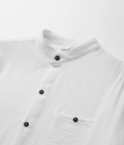 2025 New Style Men's Linen V-Neck Shirt Loose Top European Style Cardigan Linen Long-Sleeved Shirt