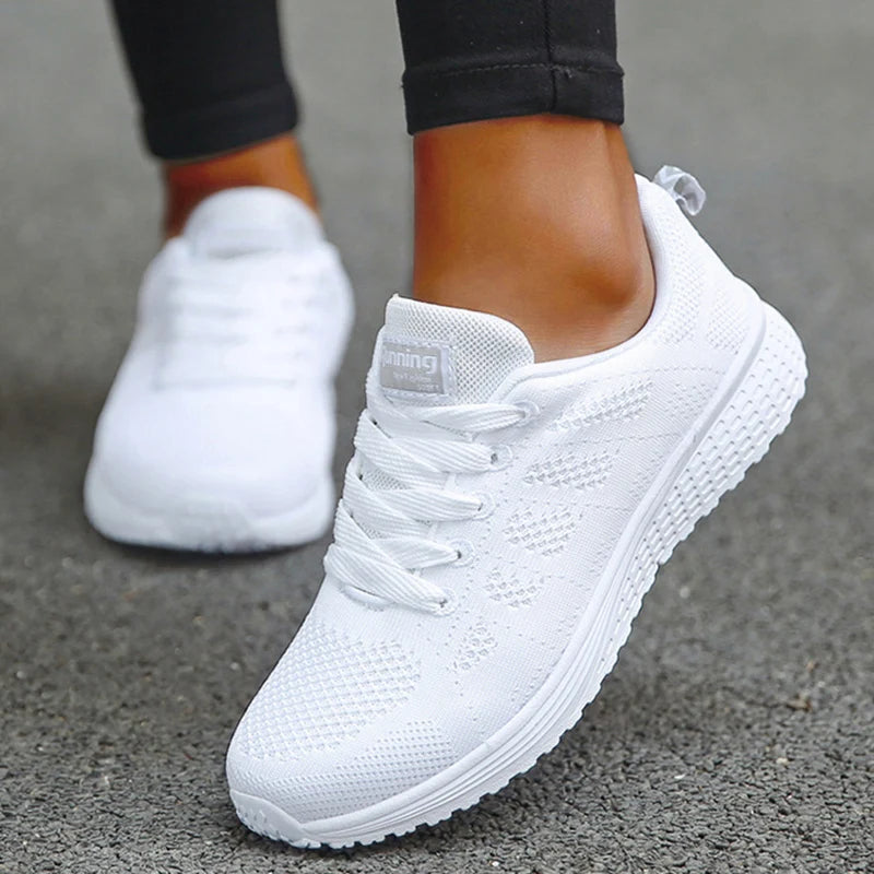 Women's Sneaker 2025 New Fashion Breathable Trainers Comfortable Sneakers Mesh Fabric Lace Up Women's Tennis Shoes For Women