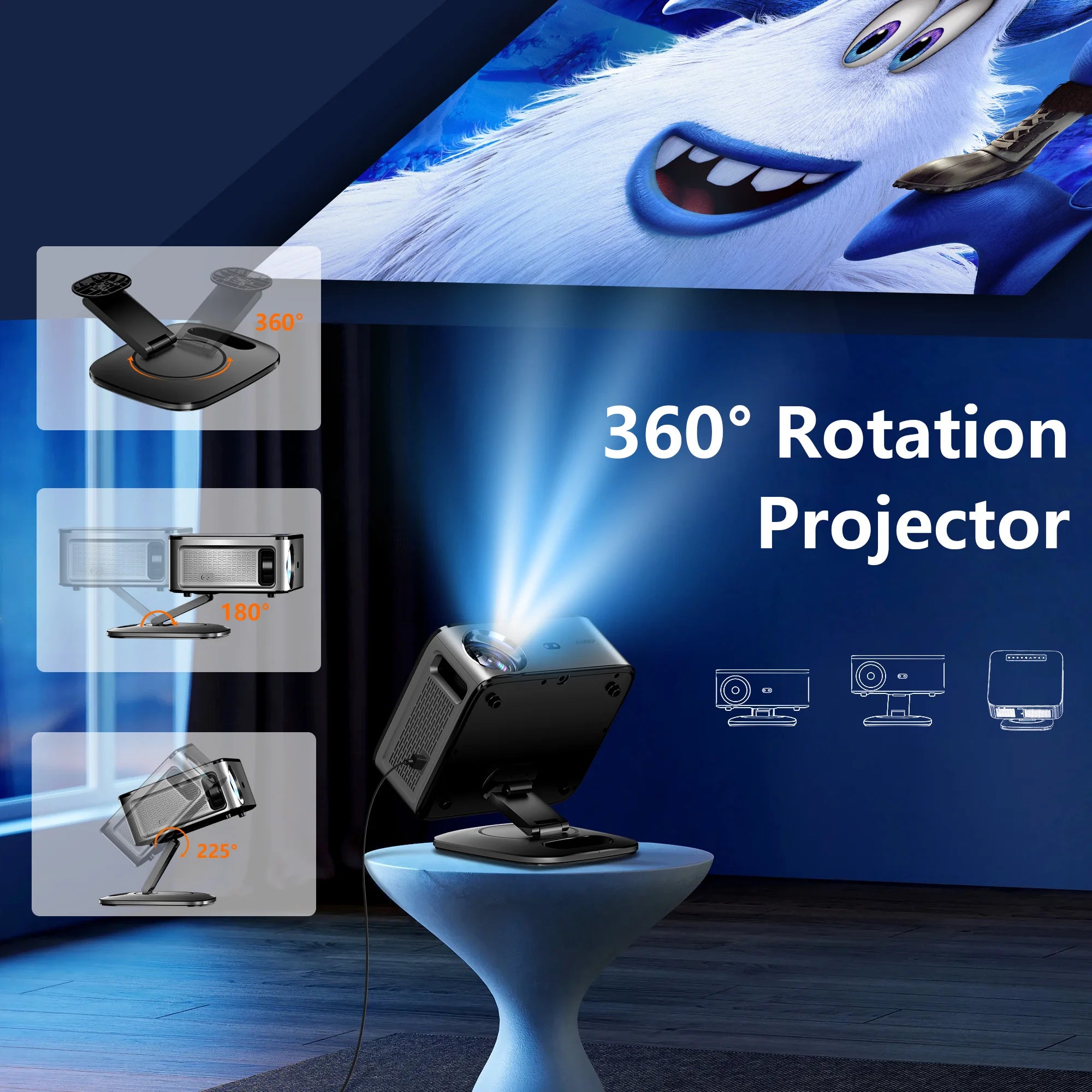 XIWBSY 2026 4K Outdoor Projector 40000Lumens AutoFocus Smart Projector 8K Video Home Theater WiFi6 BT5.3 Protable Proyector