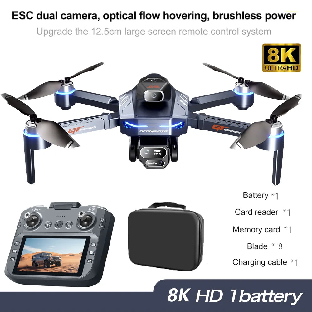 2025 New GT8 Drone GPS 8K Professional HD Dual Cameras 5G WIFI Brushless Motors 360° Obstacle Avoidance Foldable Quadcopter Toys