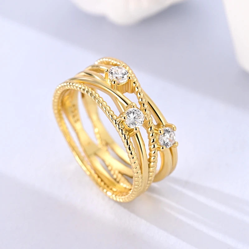 Gold Color 925 Sterling Silver Rings Sparking Popular LOVE Wedding Ring Certified Woman Rings Jewelry Anniversary Gifts 2025 NEW