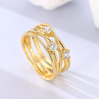 Gold Color 925 Sterling Silver Rings Sparking Popular LOVE Wedding Ring Certified Woman Rings Jewelry Anniversary Gifts 2025 NEW