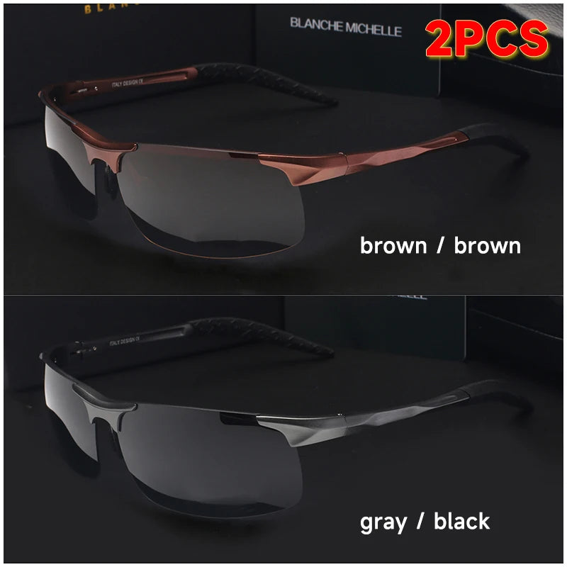 High Quality Ultra-Light Aluminum Magnesium Sport Sunglasses Polarized Men UV400 Rectangle Gold Outdoor Driving Sun Glasses