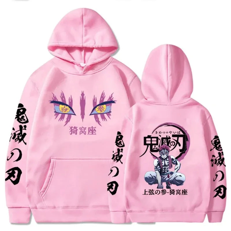 Japanese Anime Autumn New Hoodies for Men Akaza Manga Graphic Streetwear Pullover Hoody Long Sleeve Crewneck Hooded Sweatshirt