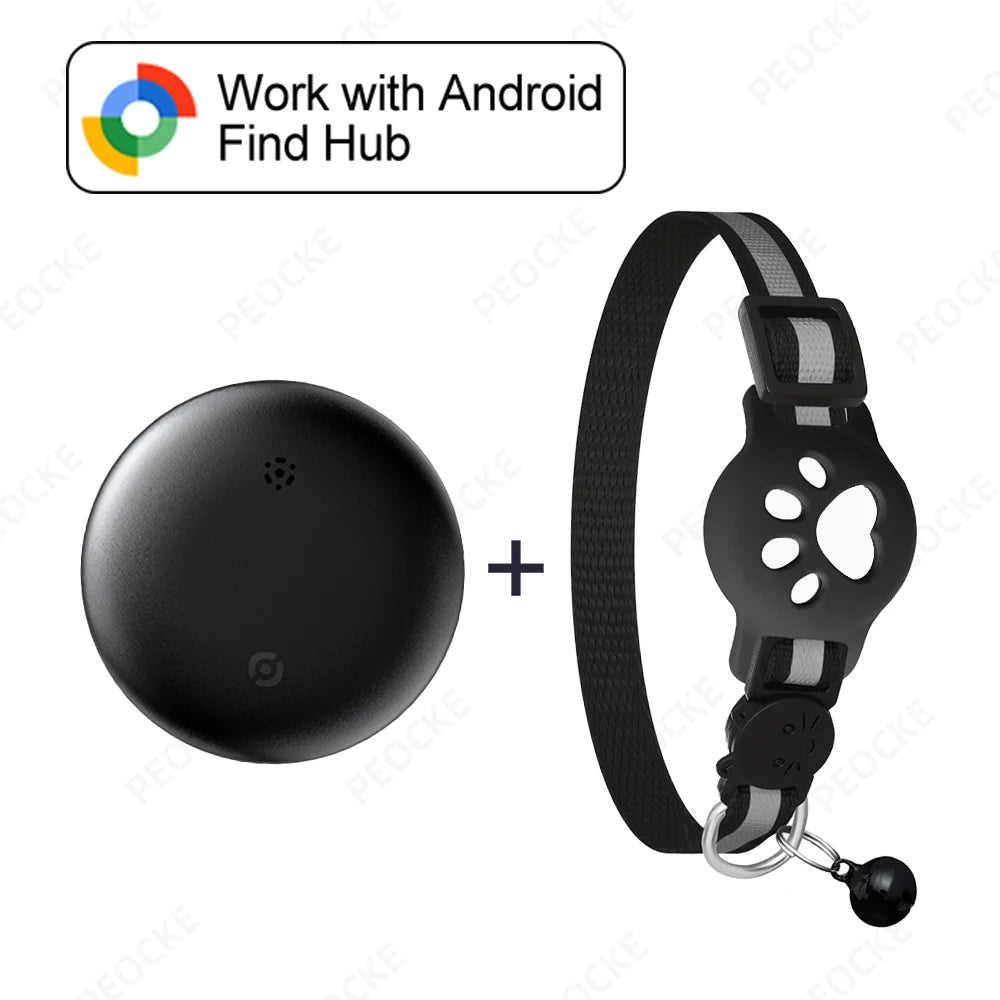 Bluetooth Smart Tracker Compatible with Google Find Hub Device GPS Anti-lost Locator Pet Cat Tracker with Adjustable Cat Collar
