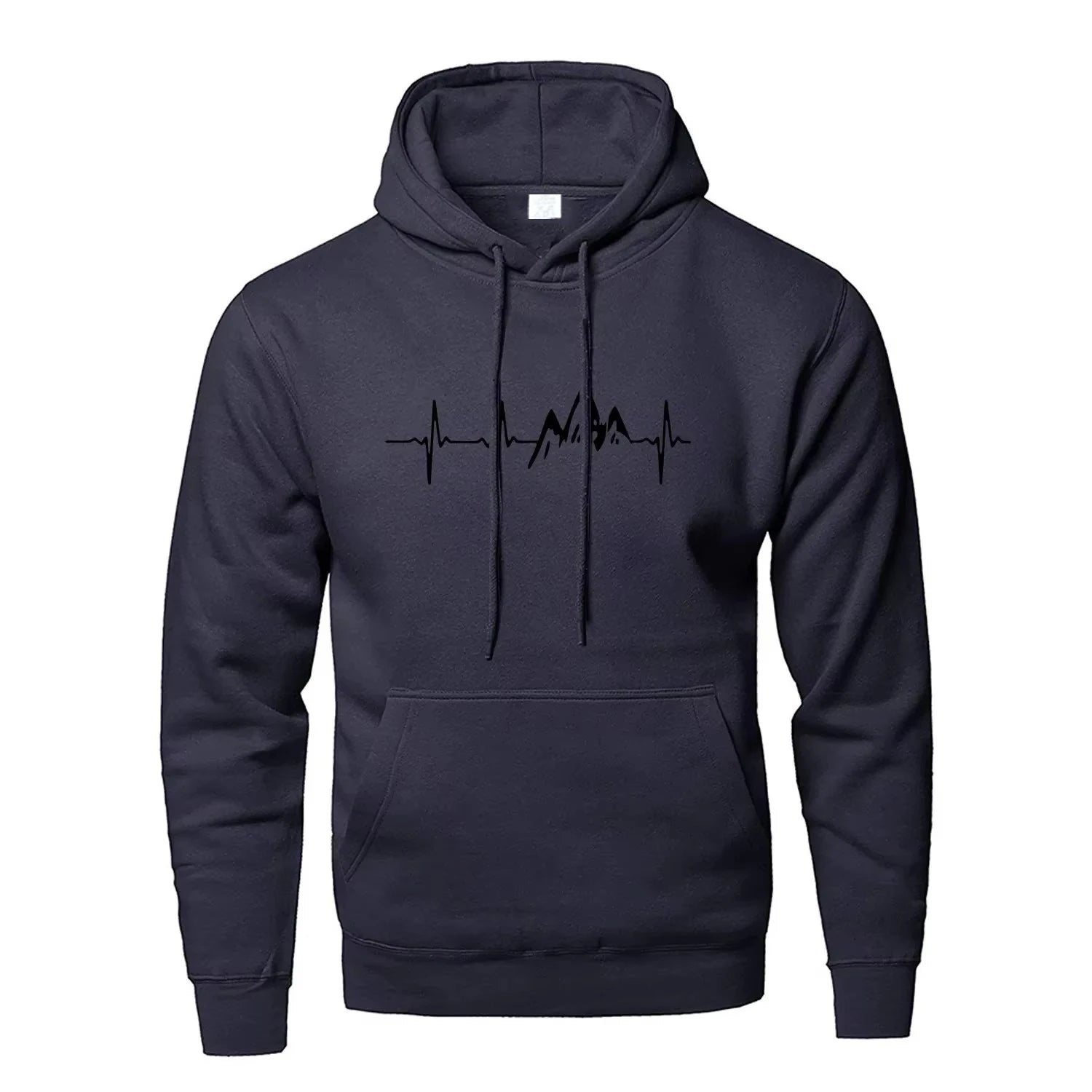 Mountain Heartbeat Hoodies teens Sweatshirt Autumn Long Sleeve Hooded Sweatshirt Hoodie Black Gray Sportswear
