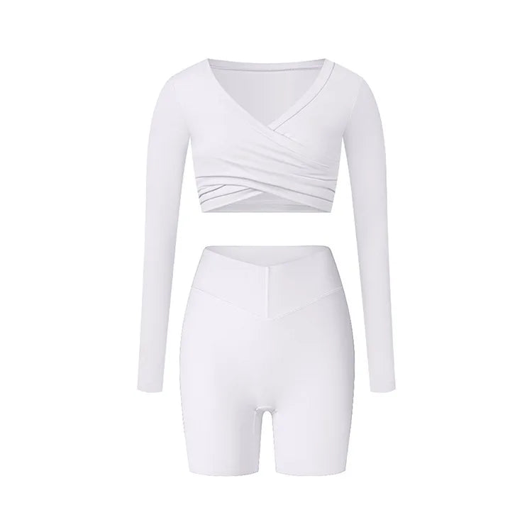 2PCS Yoga Suit Sports Set Women Tracksuits Gym Set Women Running Training Flared Pant Long Sleeve Sports Shirt Workout Clothing