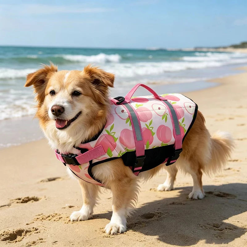 Summer Dog Life Jacket Reflective Adjustable Large Dogs Swimwear Safety Vest Surfing Sailboat Enhanced Buoyancy Pet Lifejackets