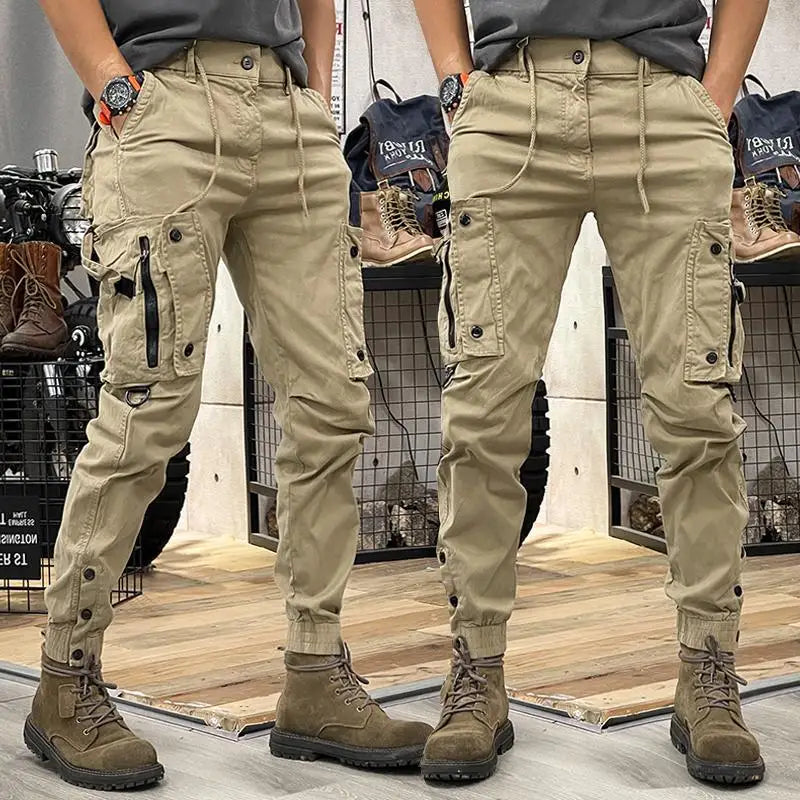 2025 New Military Tactical Cargo Pants for Mens Elastic Casual Trousers Zipper Multi-Pocket Joggers Fashion Male