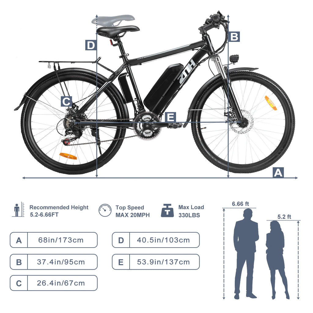 1000W Motor Peak 48V Electric Bike for Adults, 26 inch Electric Mountain Bike with Removable Battery,50Miles Range 20MPH E-bike