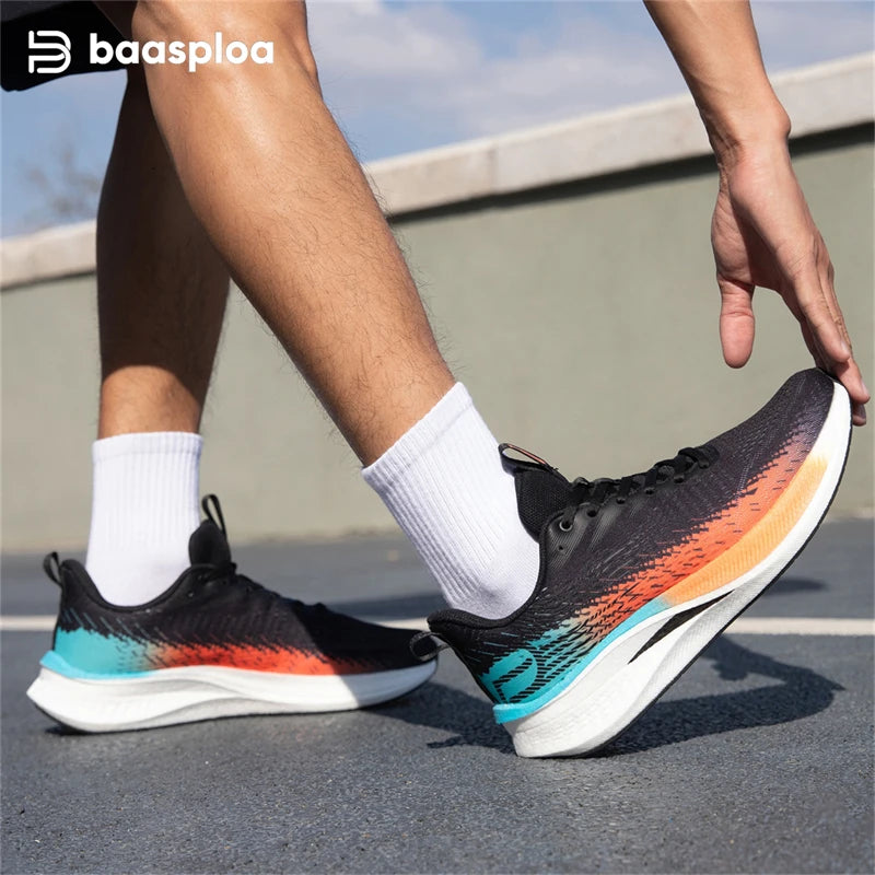 Baasploa Men Jogging Sports Shoes Carbon Plate Professional Cushioning Sneakers Male Outdoor Breathable Non Slip Running Shoes