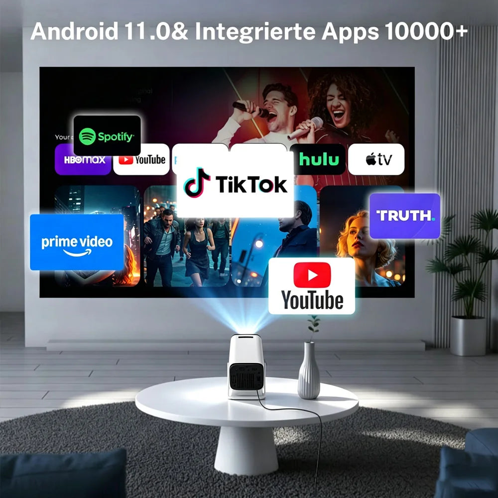 MAOHUTER Full HD Projector Android 11 Native 720P Quick Focus Automatic Trapezoid Correction For Home Cinema Smart Mini Portable Projector