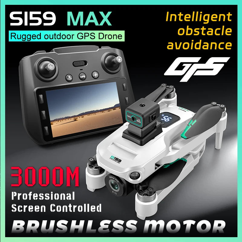 Professional S159 GPS Drone 8K HD Dual Camera With Screen 5G WIFI 360°Obstacle Avoidance Brushless Foldable Quadcopter Dron Toy