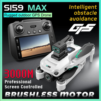 Professional S159 GPS Drone 8K HD Dual Camera With Screen 5G WIFI 360°Obstacle Avoidance Brushless Foldable Quadcopter Dron Toy