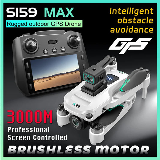 Professional S159 GPS Drone 8K HD Dual Camera With Screen 5G WIFI 360°Obstacle Avoidance Brushless Foldable Quadcopter Dron Toy