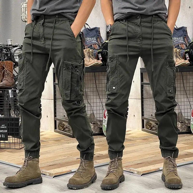 2025 New Military Tactical Cargo Pants for Mens Elastic Casual Trousers Zipper Multi-Pocket Joggers Fashion Male