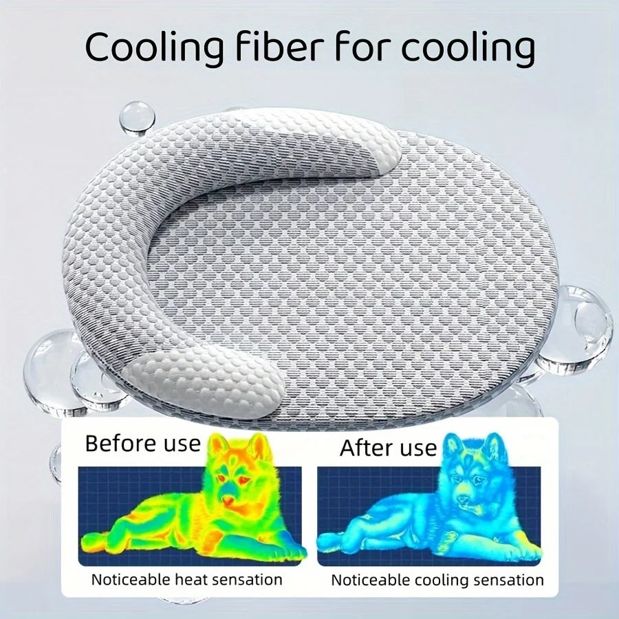 Summer Ice Silk Cooling Dog Bed Oval Breathable Heat Dissipation Cat Mat Pet Nest Cooling Pad for Small Medium Large Dogs Cats