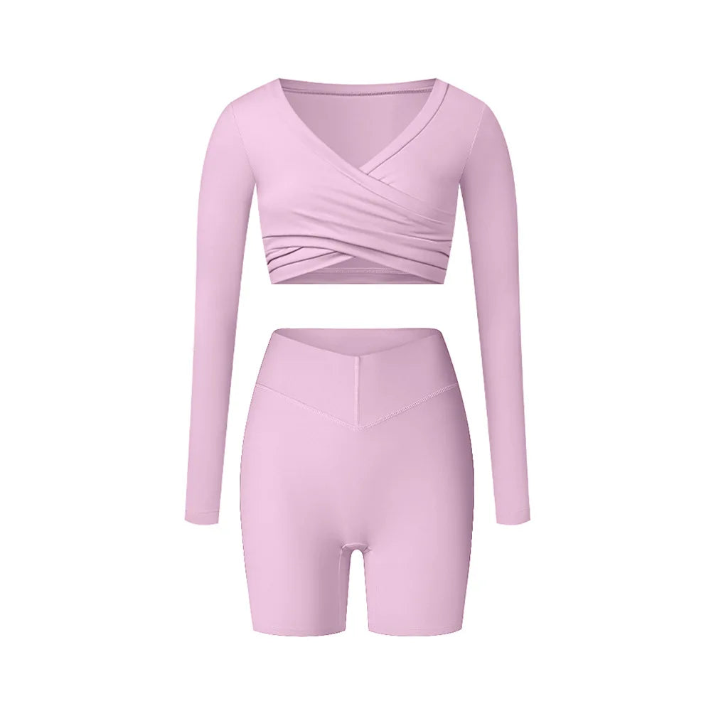 2PCS Yoga Suit Sports Set Women Tracksuits Gym Set Women Running Training Flared Pant Long Sleeve Sports Shirt Workout Clothing