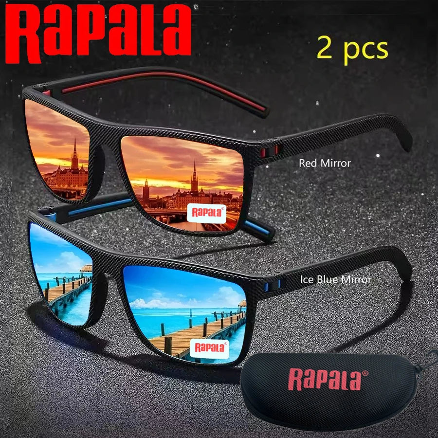 2PCS Rapala Fashion Vintage Square Polarized Sunglasses Men Women Driving Fishing  Designer Sun Glasses Driver's Eyewear UV400