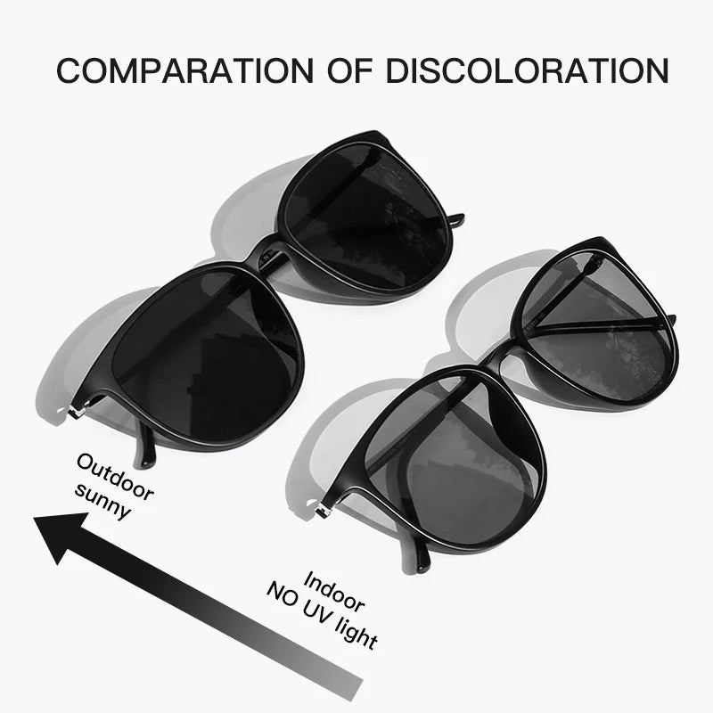 CAPONI Oval Men's Sunglasses Photochromic Polarized Sun Glasses For Men Protect UV Ray Super Light Driving Black Glasses BS520