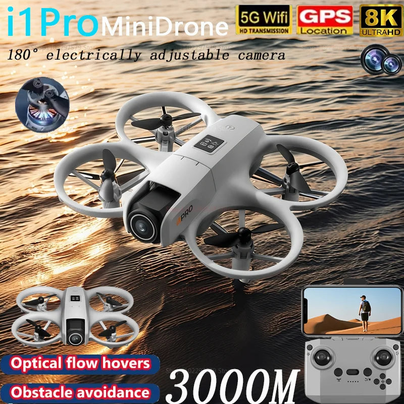 i1PRO NEW Mini Drone Professional 8K HD Camera WIFI Brushless FPV With Flow Screen Remote Control Avoidance Aerial UAV Toys Gift