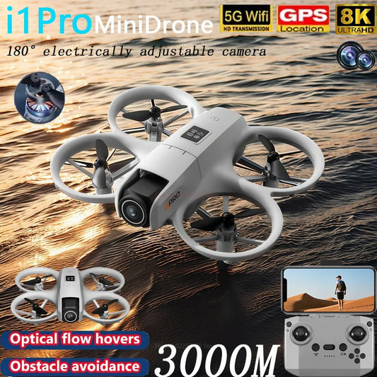 i1PRO NEW Mini Drone Professional 8K HD Camera WIFI Brushless FPV With Flow Screen Remote Control Avoidance Aerial UAV Toys Gift