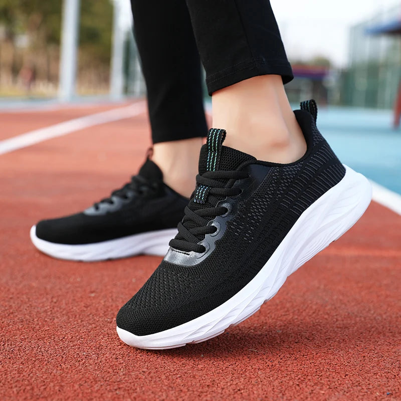Outdoor Running Shoes Women Thick-soled Breathable Soft Lace-up Sports Shoes Women Anti-slip Mesh Casual Shoes Women