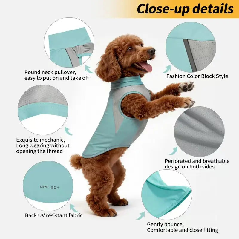 Dog Cooling Clothes Vest UV Sun Protection Breathable Mesh Ice Jacket, Small Medium Large Dogs, Adjustable for Outdoor Walk