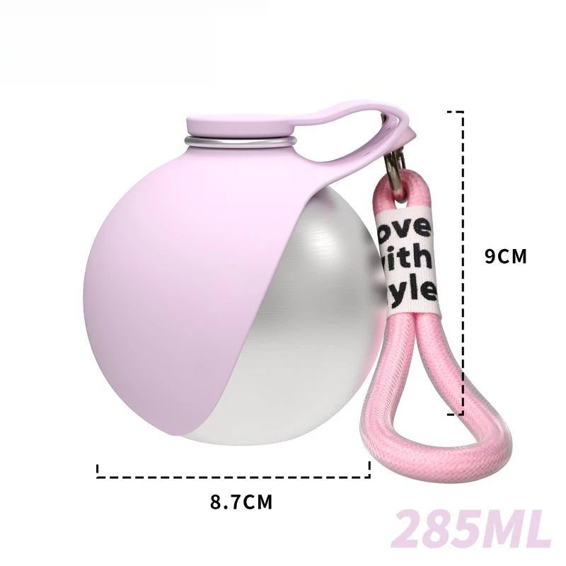 Portable Dog Water Bottle Stainless Steel with Silicone Bowl Leak Proof Pet Drinking Bottle for Dogs Cats Hiking Travel Walking
