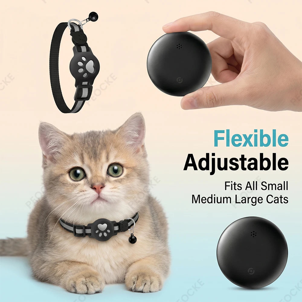 Bluetooth Smart Tracker Compatible with Google Find Hub Device GPS Anti-lost Locator Pet Cat Tracker with Adjustable Cat Collar
