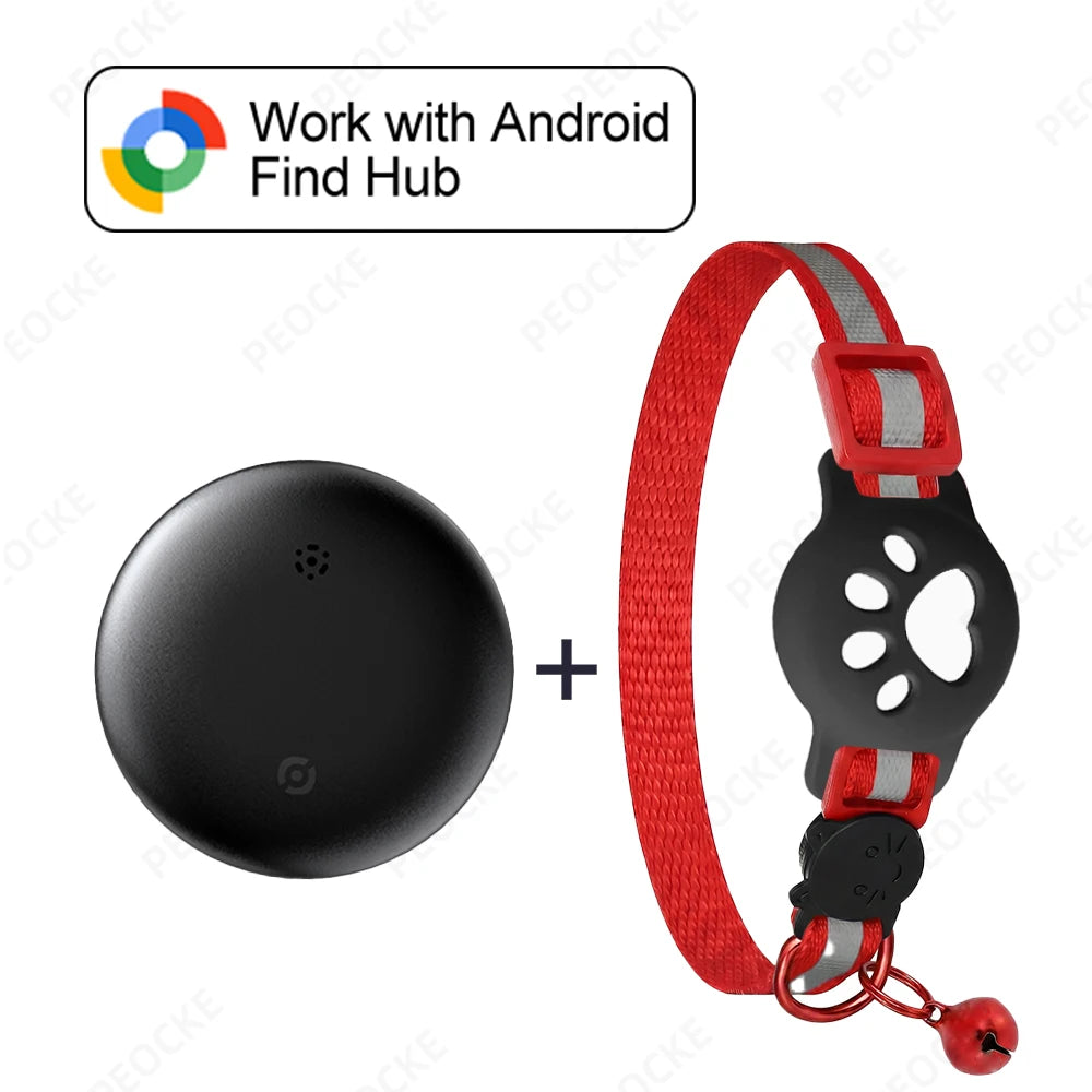 Bluetooth Smart Tracker Compatible with Google Find Hub Device GPS Anti-lost Locator Pet Cat Tracker with Adjustable Cat Collar