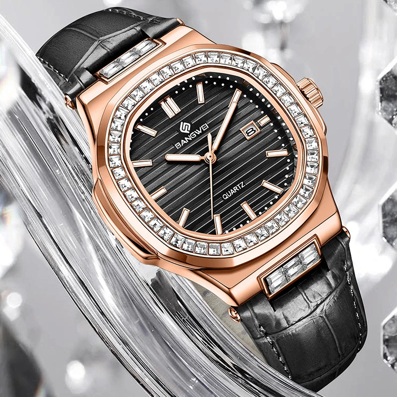 LIGE Creative Square Ladies Watches Elegant Fashion Waterproof Watch Women Top Brand Luxury Luminous Women's Quartz Wristwatch