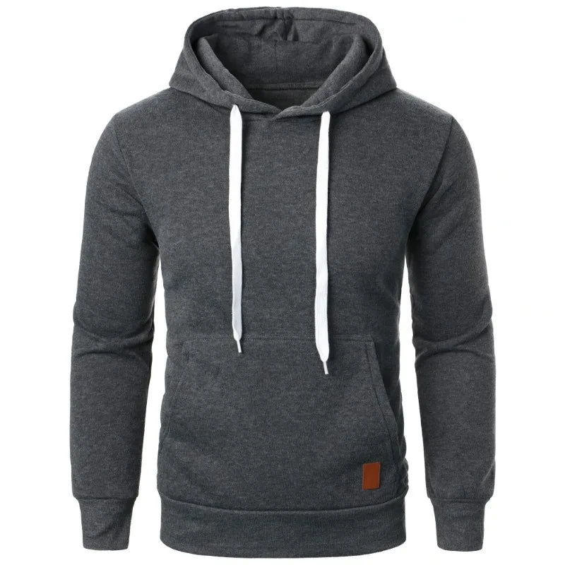 Mens Casual Hooded Collar Drawstring Hoodies Sweatshirts Long Sleeve Shirts Outdoor Streetwear Solid Color Lightweight Pullover