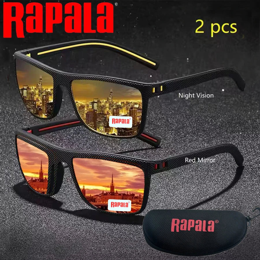 2PCS Rapala Fashion Vintage Square Polarized Sunglasses Men Women Driving Fishing  Designer Sun Glasses Driver's Eyewear UV400