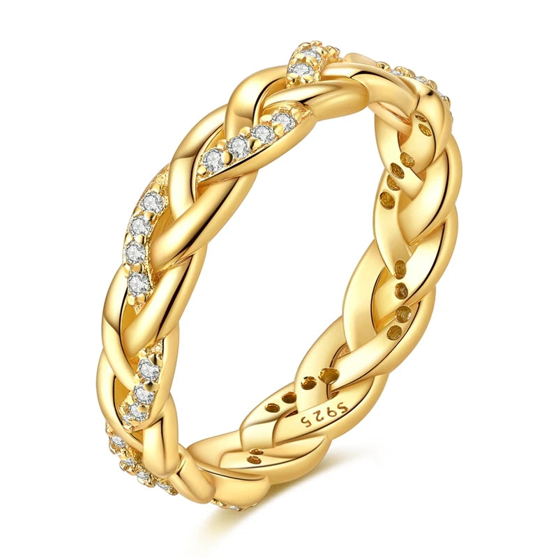 Gold Color 925 Sterling Silver Rings Sparking Popular LOVE Wedding Ring Certified Woman Rings Jewelry Anniversary Gifts 2025 NEW