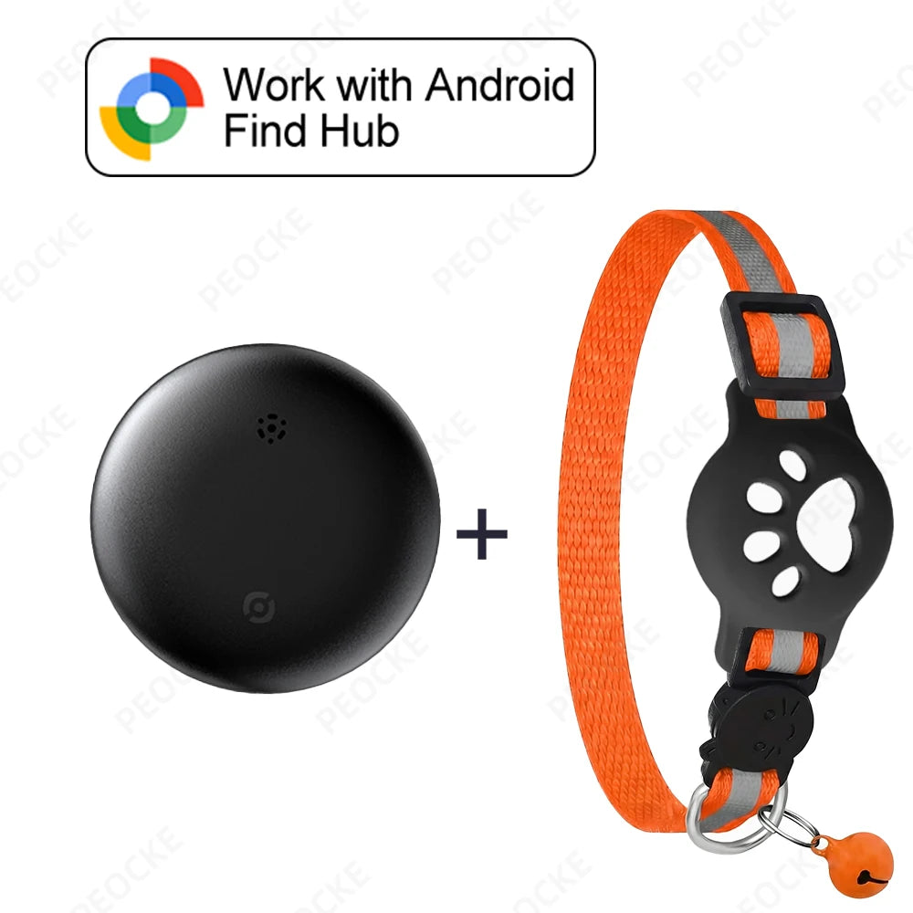 Bluetooth Smart Tracker Compatible with Google Find Hub Device GPS Anti-lost Locator Pet Cat Tracker with Adjustable Cat Collar
